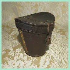 Miniature Antique Leather Top Hat Hatbox For French Fashion Doll