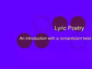 Lyric Poetry