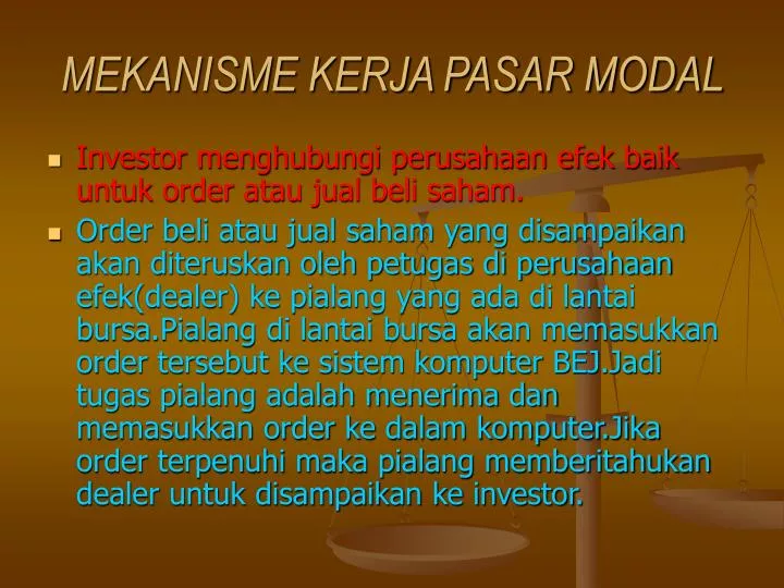 mekanisme kerja pasar modal