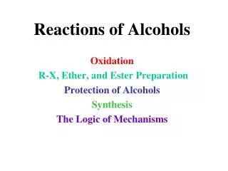 Reactions of Alcohols