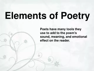 Elements of Poetry