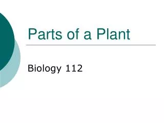 Parts of a Plant