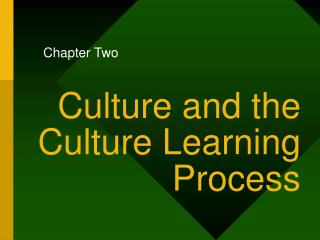 Culture and the Culture Learning Process