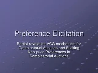 Preference Elicitation