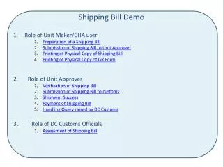 Shipping Bill Demo