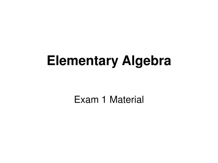 elementary algebra