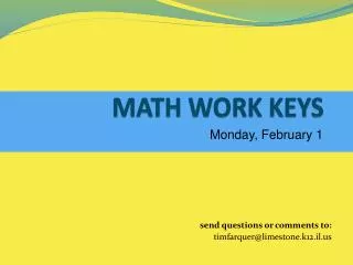 MATH WORK KEYS