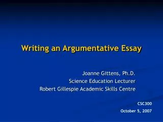 Writing an Argumentative Essay