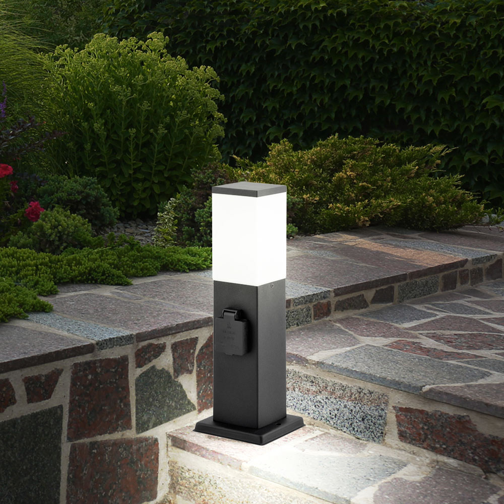 3er Set Stainless Steel Pedestal Stand Lights Garden Sockets Outdoor ...