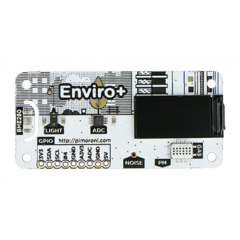 Enviro pHAT - czujnik temperatury, wilgotności, ciśnenia, światła, gazu, ADC z mikrofonem - nakładka dla Raspberry Pi