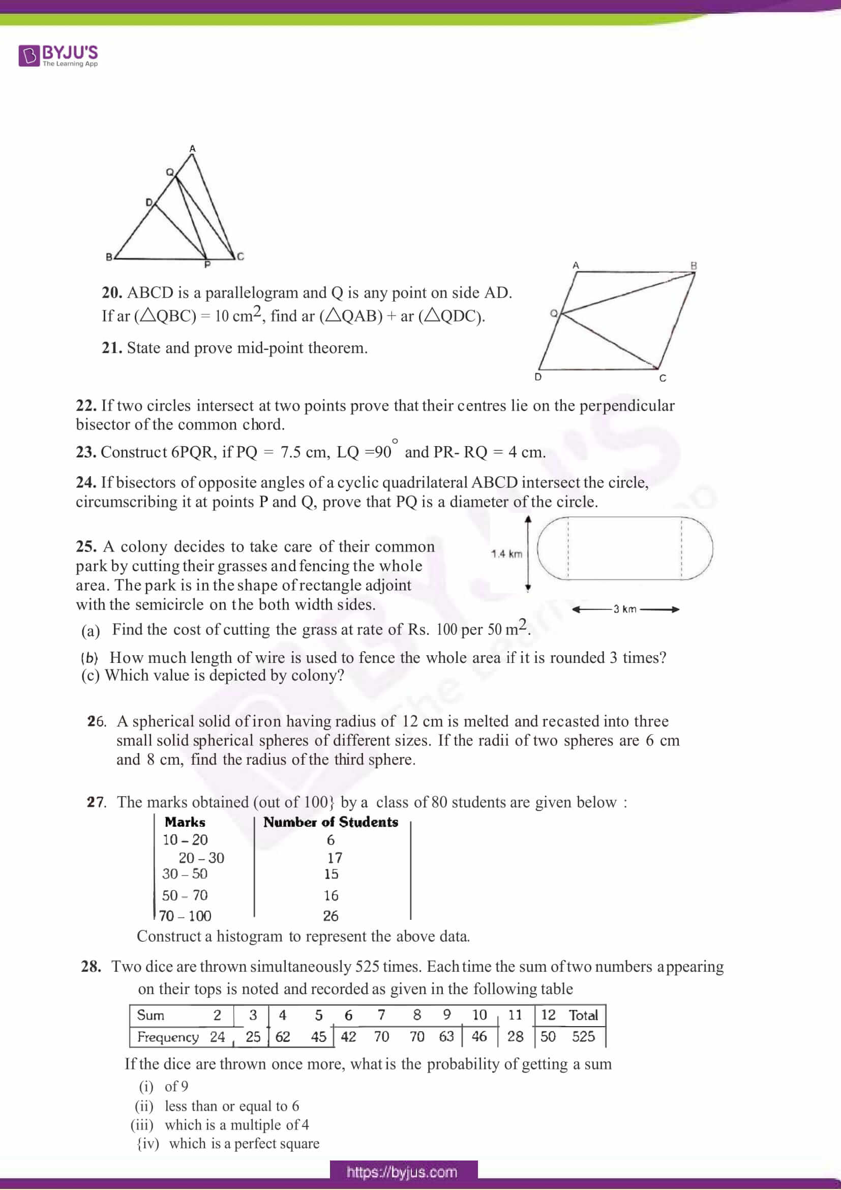 cbse sample paper class 9 maths set 11