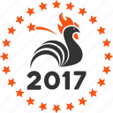 2017 symbol, chicken, cock, holiday, new year, poultry, rooster