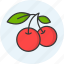 cherry, food, fruit, organic, vegan, vegetarian icon 