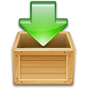 arrow, box, box arrow, download, download to box, green, load, wooden