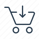 add, arrow down, basket, cart, ecommerce, purchase, shopping bag