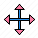 arrow, cross, direction