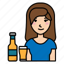 woman, drink, beer, bar, club, restaurant