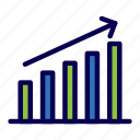 arrow, bar, chart, growth, statistics, up