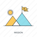 flag, goal, mission, mountain, success, target, achievement