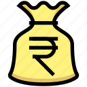 bag, business, cash, financial, money, rupee