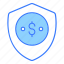 secure payment, protection, shield, dollar, coin