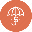 currency, insurance, money, protection, safety, security, umbrella