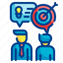 communication, conversation, talking, businessman, target