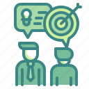 communication, conversation, talking, businessman, target