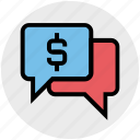 chat, chat bubble, dollar, message, sale offer, sign, sms