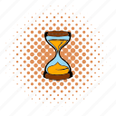 clock, comics, countdown, glass, hourglass, sand, time