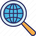 global search, globe, magnifying, search, search glass