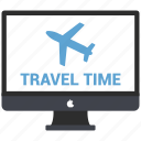 computer, desktop, display, imac, monitor, online booking, travel time