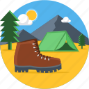 camp, camping, picnic, shoe, outdoors, tent, travel