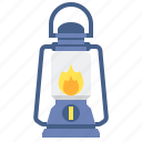 camping, lantern, light, fire