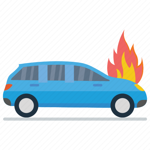 Automobile burning, burning car, car fire, car heated, engine burning ...