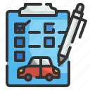 checklist, document, car, pen, agreement, contract, clipboard