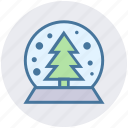 christmas, christmas tree, globe, pine, snow, tree