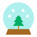 ball, christmas, crystal, gift, snow, tree, xmas