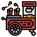 cart, food, popcorn, stand, street