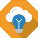 bulb, cloud, cloud solution, idea, light, server, storage