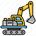 construction, excavator, vehicle