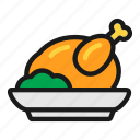 chicken, cooking, roasted, food, restaurant