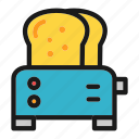 bread, cooking, loaf, toasting, kitchen, toaster, breakfast