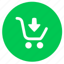 arrow, buy, cart, down, ecommerce, payment, shopping