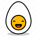 boiled, breakfast, egg, emoji, expression, happy, yolk