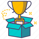 trophy, award, achievement, box