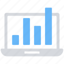 bar, data analytics, graph, laptop, pie chart, report