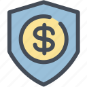 bank, dollar, money, protected, protection, safe, shield