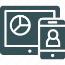 chart, graph, mobile, pad, pie