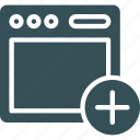 add, app, browser, webpage, window